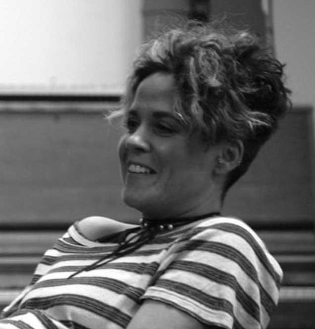 Black and white photo of Amy Wadge